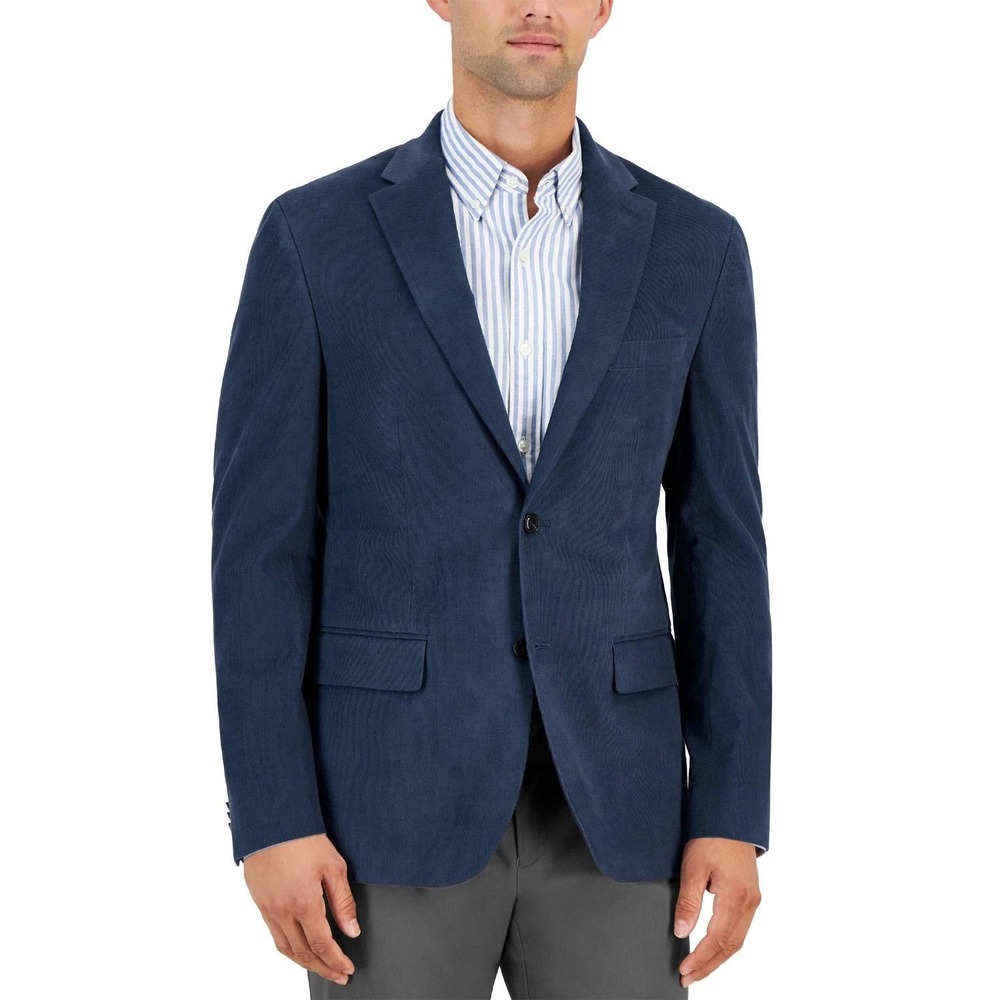 NWT Tommy Hilfiger Men's 38R Blue Corduroy Sport Coat Blazer Cotton Elbow Patch